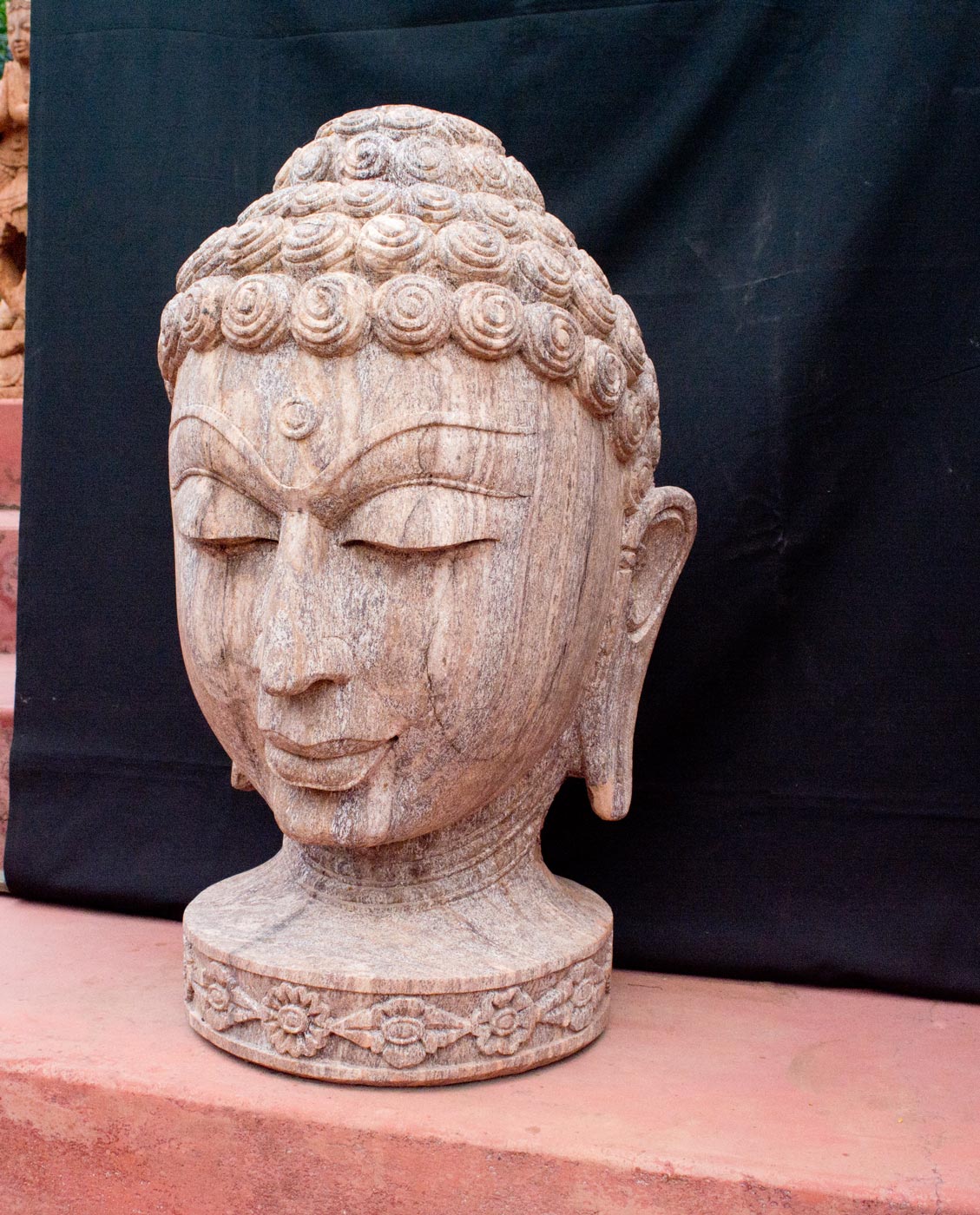 Buddha Head Statue With Pedestal Buddha Head, Statue,