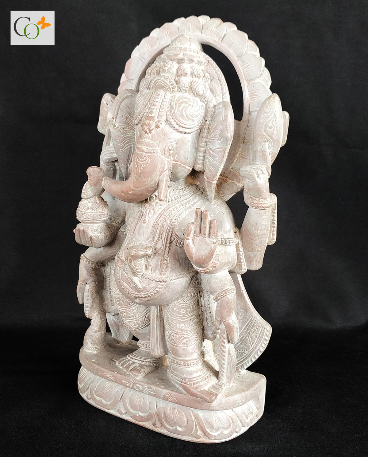 Right Trunk Soapstone Standing Ganesha Statue