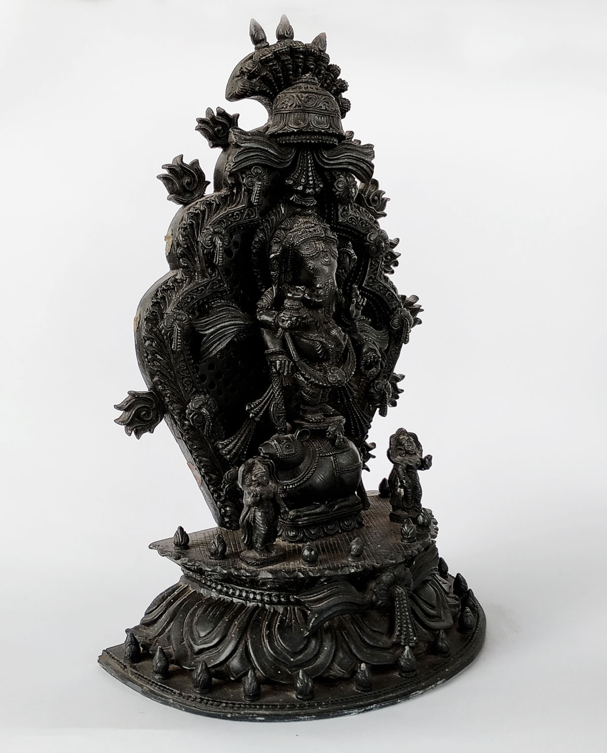 Black Standing Ganesha on Mushik Soapstone Statue 1 ft - CRAFTS ODISHA