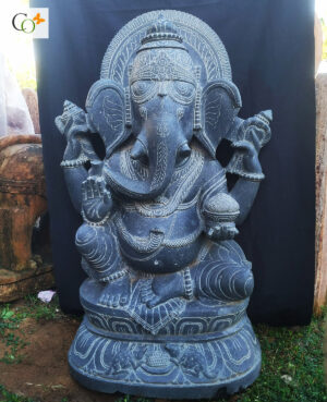 Vastu Ganesha for home Black Granite Stone Idol 3 ft | CRAFTS ODISHA