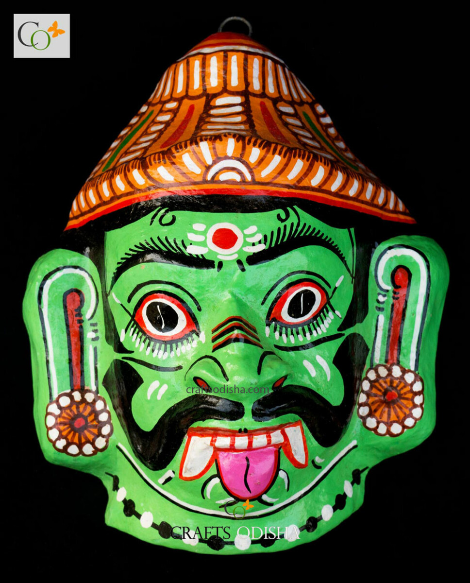 Rakshasa – Green Colour – Paper Mache Mask Wall Hanging | Crafts Odisha