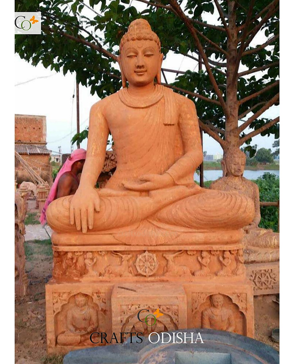 p01536 wa0018 odisha khondalite stone big polished sitting buddha statue for outdoor v1