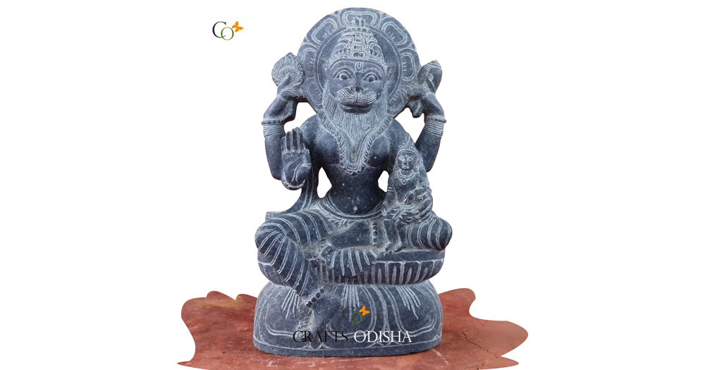 Black Granite Lakshmi Narasimha Statue 1.5 ft for Puja | Crafts Odisha